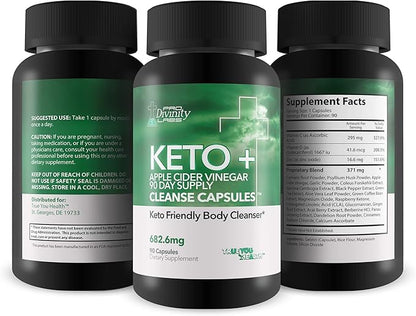 Pro Divinity Labs Keto + Apple Cider Vinegar 90 Day Supply Cleanse Capsules - Keto Friendly Body Cleanser to Promote Overall Health - Premium Antioxidant & Fiber Support for Digestive & Immune Health