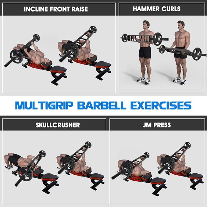 Yes4All Multi Grip Barbell & Cable Attachment - 2 Collars,