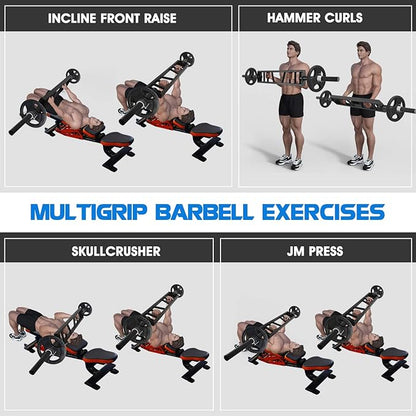 Yes4All Multi Grip Barbell & Cable Attachment - 2 Collars,