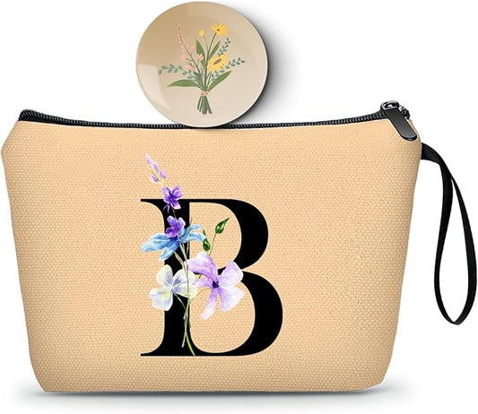 SEAMOON Birthday Inspirational Bridesmaid Proposal Team Small Gifts for Women Mom Aunt Teacher Sister Coworkers Makeup Cosmetic Bag Travel with Mirror Mothers Day Christmas Graduation B