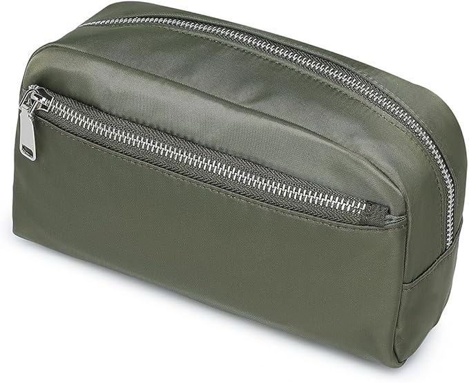 Nylon Female cosmetic bags Canvas toiletry bags Wash bags with large capacity Simple design (Nylon/Army Green)