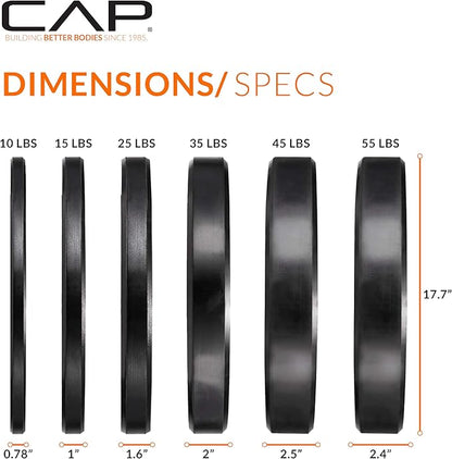 CAP Barbell 2-Inch Olympic Bumper Plate Weight Set 100-370 lbs