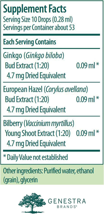 Genestra Brands Micro-gen | Gingko, European Hazel, and Bilberry Herbal Supplement | 0.5 fl. oz.