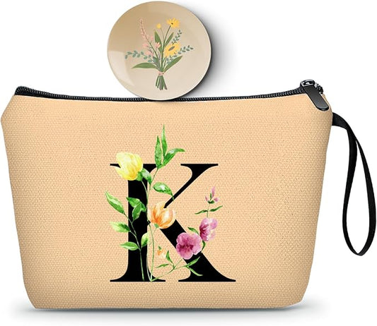 SEAMOON Birthday Thank You Appreciation Monogrammed Gifts for Mom Aunt Teacher Sister Friend Coworkers Bride Bridesmaid Makeup Cosmetic Bag with Mirror Mothers Day Christmas Graduation K