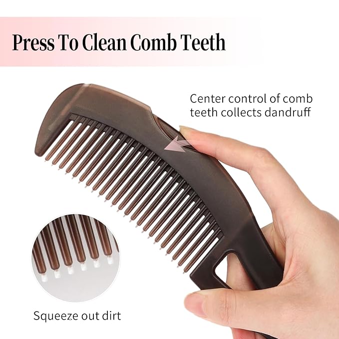 Dandruff Comb, Stainless Steel Fine Tooth Lice/Flea/Psoriasis Comb, Scalp Oil Buildup Removal Wide Hollow Tooth Button Hairbrush for Scalp Massage Care for Man Women and Kids (Blue)