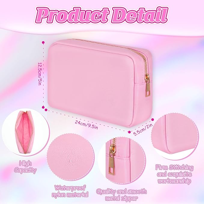 Sweetude 6 Pcs Nylon Makeup Bag Travel Nylon Pouch Zipper Cosmetic Bag for Purse Women Girls Organizer Makeup Pouch for Birthday Wedding Mother's Day Graduation Gifts(M,Assorted Color)
