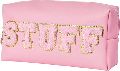 Christmas Gifts for Her Preppy Patch Stuff Portable Makeup Bag Bulk Cosmetic Bag Waterproof Travel Organizer Zipper Pouch Storage Purse for Women Girls Gift