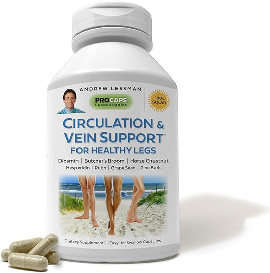 ANDREW LESSMAN Circulation & Vein Support for Healthy Legs 360 Capsules - High Bioactivity Diosmin, Butcher's Broom, Visibly Reduces Swelling & Discomfort in Feet, Ankles, Calves, Legs