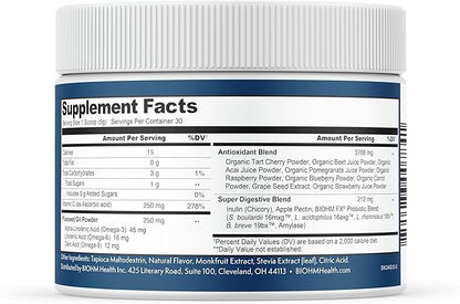BIOHM Super Kids Superfood Powder + Probiotics - Delicious Berry Blast - 30 Servings - Beneficial Antioxidants & Omega-3 - Gluten Free, GMO Free, Dairy Free, No Artificial Ingredients, Vegetarian