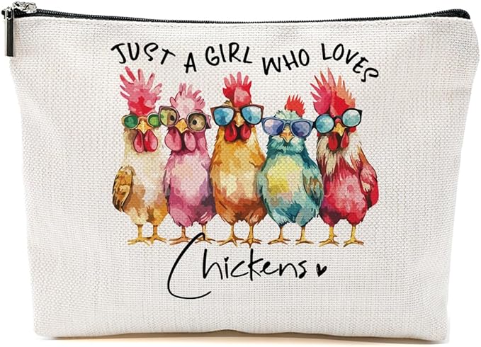 Chicken Gifts Makeup Bag, Chicken Lover Gifts for Women Girls Friends Christmas Birthday Friendship, Animal Lovers Cosmetic Bag Travel Organizer Bags Makeup Pouch