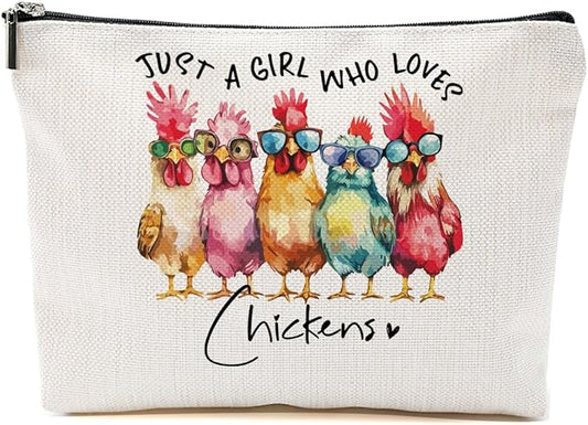 Chicken Gifts Makeup Bag, Chicken Lover Gifts for Women Girls Friends Christmas Birthday Friendship, Animal Lovers Cosmetic Bag Travel Organizer Bags Makeup Pouch
