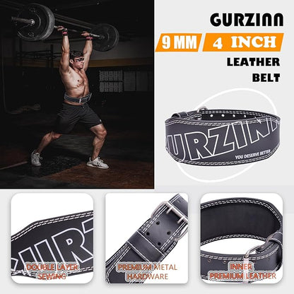9mm Leather Fitness Weight Lifting Belt for Women&Men 4 Inches