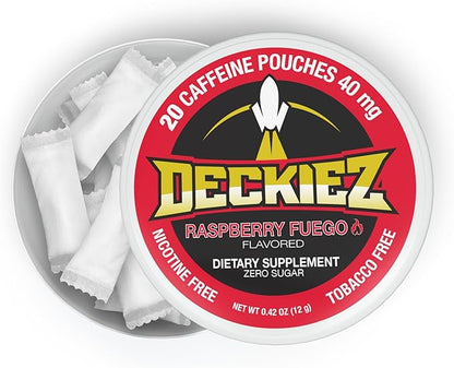 Caffeine Pouches, 1 Can (20 Pouches), Pre Workout Pouches, Coffee Pouches & Energy Drink Alternative, 40mg Caffeine per Pouch, Sugar Free Caffeine Supplement, Raspberry Fuego Flavor