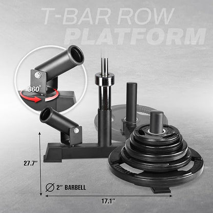 Yes4All Deluxe T-Bar Row Platform – Full 360° Swivel & Easy to Install – Fits 1” Standard and 2” Olympic Bars (8. Black - T-Bar Row Platform + Lock Jaw 1inch & 2inch)