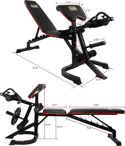 Signature Fitness Multifunctional Workout Station Adjustable Workout Bench 800-Pound Capacity