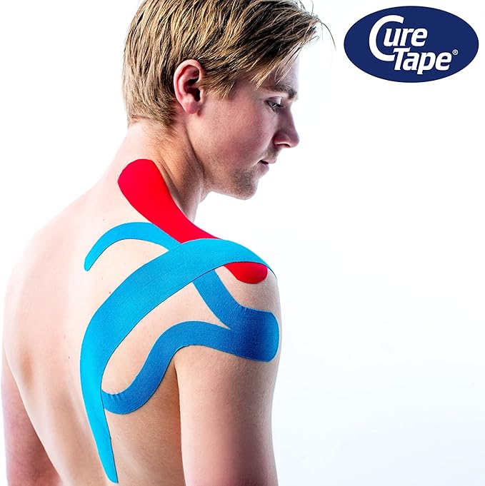 CureTape Sports | Kinesiology Tape for Muscle & Joint Pain | Elastic Therapeutic Tape | Waterproof Athletic Tape | Medical K Tape | 30% Stronger Adhesion | Blue | 2inx16ft | (Pack of 1)