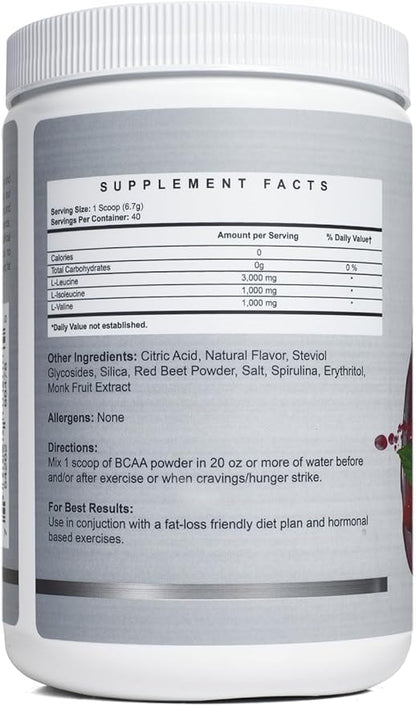 BCAA Pre Workout Powder for Moms | Naturally Sweetened with Stevia, Erythritol, & Monk Fruit to Help Build Energy Pre & Post Workout | 40 Servings (Raspberry Lemonade)