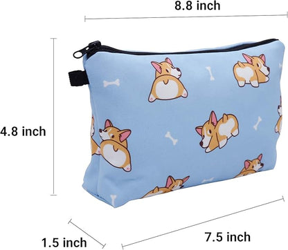Cute Travel Makeup Bag Cosmetic Bag Small Pouch Gift for Women (Corgi)
