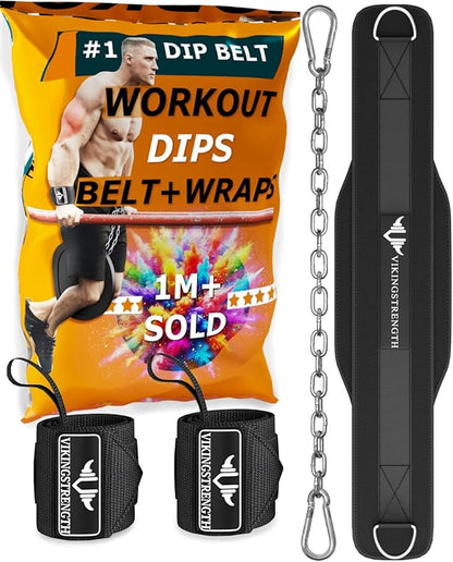 Vikingstrength Dip Belt for Weight Lifting Including Wrist