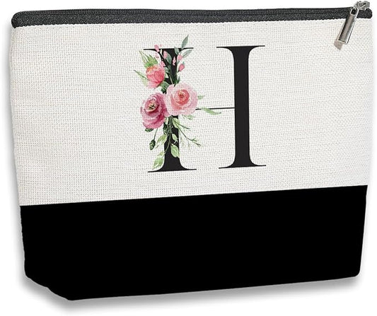 Initial Makeup Bag, Personalized Gifts for Women, Personalized Makeup Bag, Bridesmaid Gifts, Cosmetic bags for Women (Letter H)