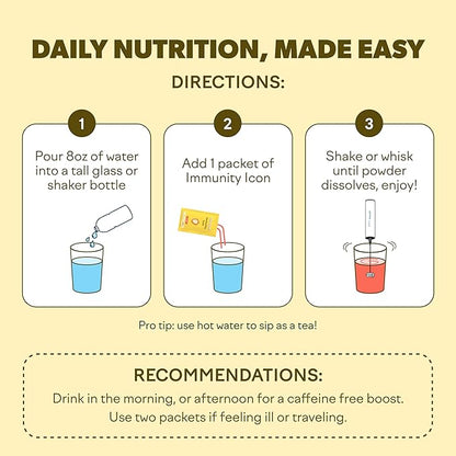 Feel Goods Immunity Icon, Zero Sugar, Vitamin C, A, B, D, E & Zinc, Organic Elderberry, Ashwagandha, Drink Mix Powder, Vegan, Non GMO, Caffeine & Gluten Free | Flavor Sampler, 2 Count