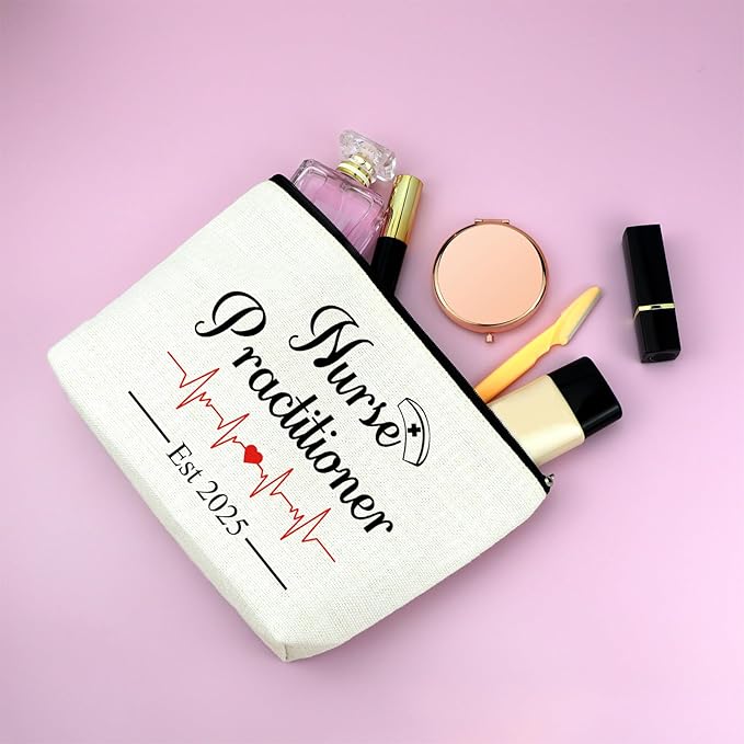 Mxrymvu New Nurse Practitioner Gifts Cosmetic Bag New Nurse Graduation Gifts for Nursing NP Makeup Bag NP Est 2025 Nurse Gifts Nursing Graduation Gifts Nursing Gifts Travel Makeup Pouch