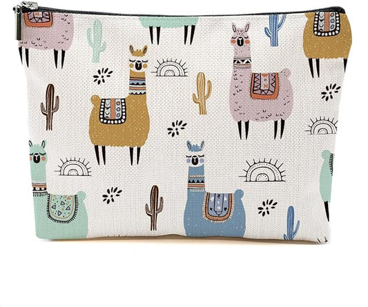 Llama Gifts Makeup Bag Cute Alpaca Cosmetic Bag Alpaca Llama Themed Gifts for Women Girls Friend Daughter Animal Lover Gifts Travel Organizer Zipper Pouch Graduation Birthday Friendship Gifts