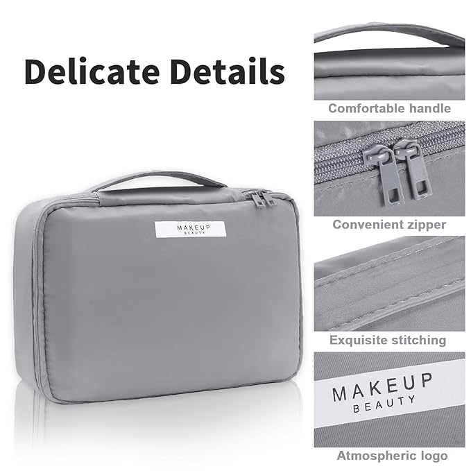 Travel Makeup Bag Cosmetic Bag Makeup Bag Toiletry bag for women and men (Grey-3pcs)
