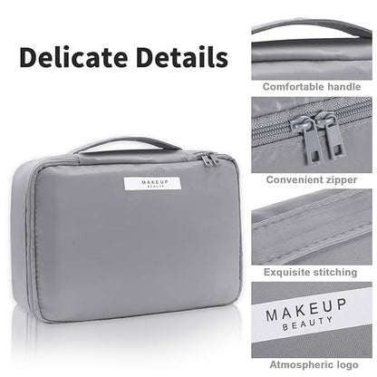Travel Makeup Bag Cosmetic Bag Makeup Bag Toiletry bag for women and men (Grey-3pcs)