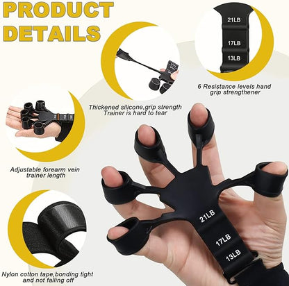 Gripster,Forearm Strengthener & Finger Strengthener,2PCS Upgraded Grip Strength Trainer,6 Resistant