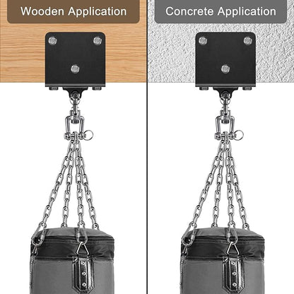 Punching Bag Hanger with Spring Beam Hanger Bracket with Stainless Steel Chain Punching Bag Hanging kit Boxing Bag Beam Mount 360° Swivel Hook for Hanging Heavy Bag, Muay Thai