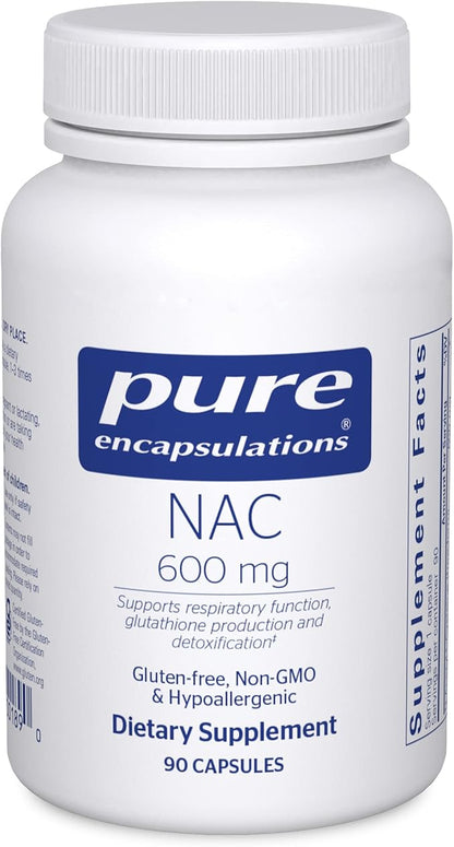 Pure Encapsulations NAC 600 mg - NAC Supplement for Lung Health & Immune Support, Liver Support & Antioxidants* - with Freeform N-Acetyl-L-Cysteine - 90 Capsules