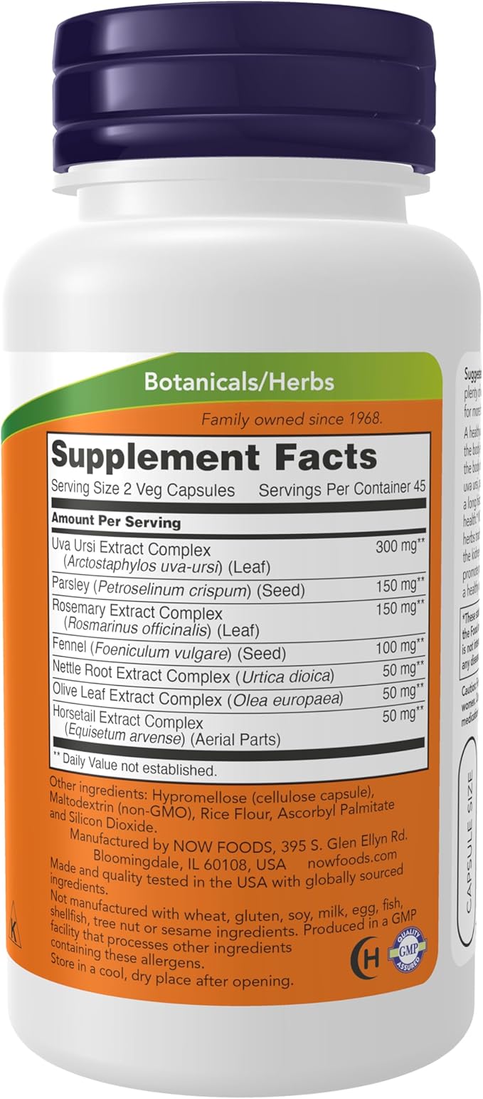 NOW Foods Supplements, Kidney Cleanse with Uva Ursi, Parsley Seed, Fennel, and Horsetail, 90 Veg Capsules