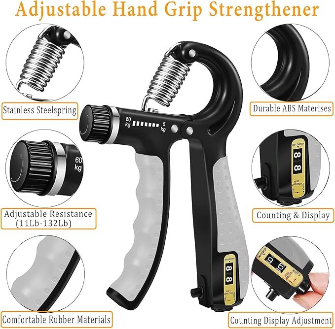 Grip Strength Trainer with Forearm Strengthener Recover(5 PCS)