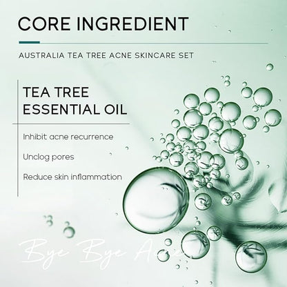 Skin Care Set,Acne Treatment for Face Skin Care Sets & Kits,Tea Tree Essential Oil Facial Skincare Gift Set with Cleanser,Toner,Serum,Gel, Acne Treatment Kit Cream Skin Care for Teens 10-12 Girls Boys