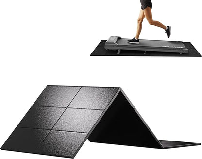 HOVSCO Foldable Treadmill Mat Non-Slip Exercise Bike Mat 1/4" Thick, 30"x63" Waterproof