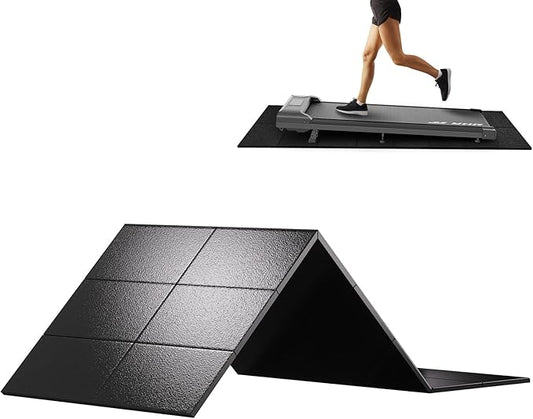 HOVSCO Foldable Treadmill Mat Non-Slip Exercise Bike Mat 1/4" Thick, 30"x63" Waterproof