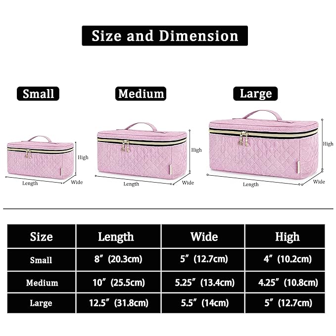 Teamoy Travel Makeup Brush Case, Makeup Train Organizer Bag with Handle for Makeup Brushes(up to 9-inch) and Essentials, Medium, Pink(BAG ONLY)
