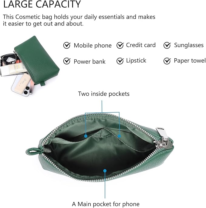 PU Leather Makeup Simple and Convenient Handbag Small Exquisite Storage Bag (Pu/Forest Green)