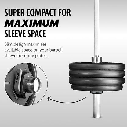 DMoose Fitness Barbell Clips 2" (Pair) - Quick Release Olympic Barbell Clamps & Collars with Anti Slip TPR Lining for Secure Weightlifting & Powerlifting - Weight Clips for Bars at Home or Gym