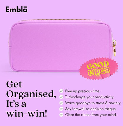 Embla Makeup Bag Travel Cosmetics Pouch and Toiletry Bag, Nylon Zipper Pouch Purse, Cute Make Up Organizer Storage Tote for Women Girls, Waterproof Travel Skincare Case, Small Makeup Bags, Plum