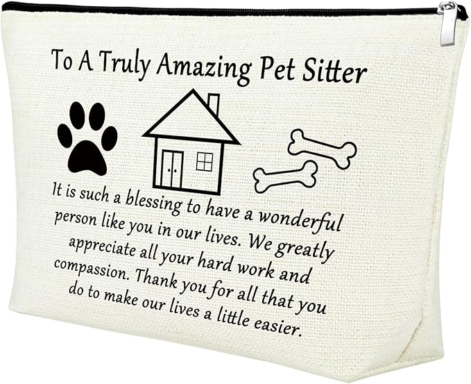 Mxrymvu Best Pet Sitter Gifts Makeup Bag Thank You Gifts for Pet Sitter Zipper Travel Pouch Dog Cosmetic Bag Dog Walker Birthday Christmas Retirement Present