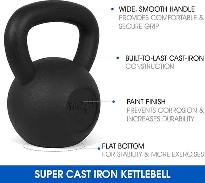 Yes4All Kettlebell Cast Iron Sets 5 - 10 15 - 20 - 25 - 30 lbs,