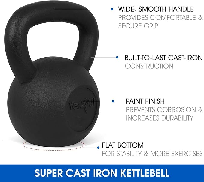 Yes4All Kettlebell Cast Iron Sets 5 - 10 15 - 20 - 25 - 30 lbs,