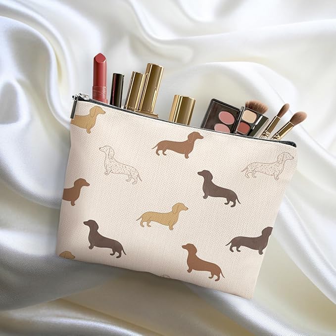 Dachshund Gifts Makeup Bag Sausage Dog Cosmetic Bag Weiner Dog Gifts for Women Girls Friend Dog Lovers Niece Daughter Travel Organizer Zipper Pouch Graduation Birthday Friendship Gifts