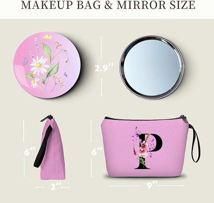 SEAMOON Birthday Inspirational Bridesmaid Proposal Team Small Gifts for Women Mom Aunt Teacher Sister Coworkers Makeup Cosmetic Bag Travel with Mirror Mothers Day Christmas Graduation P