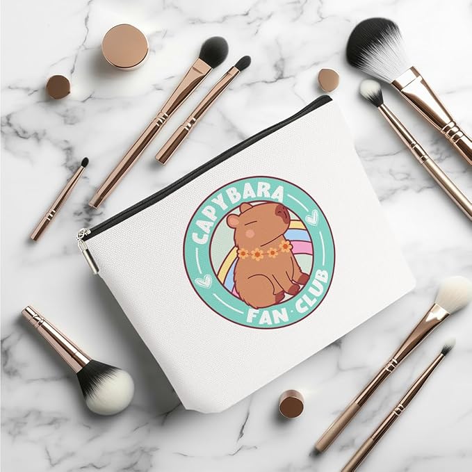 Cute Capybara Makeup Bag, Capybara Gifts for Women, Capybara Lovers Cosmetic Bag Travel Organizer Bags Makeup Pouch, Capybara Stuff Animal Lovers Gifts for Girls Friend Christmas birthday Gifts