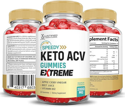 Speedy Keto ACV Gummies Extreme 2000MG Speedy Keto Gummies Advanced Formula Apple Cider Vinegar with Pomegranate Beet Juice Powder B12 Vegan Non GMO 60 Gummys
