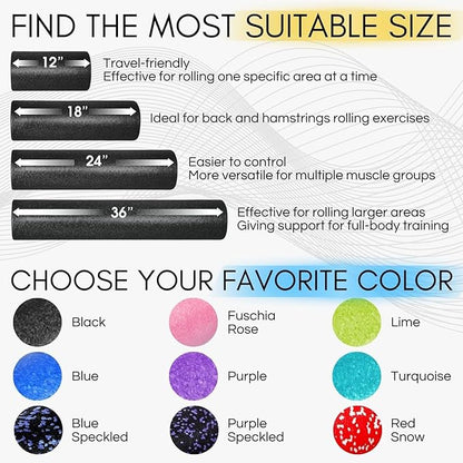 Yes4All High-Density Foam Roller for Back Pain Relief 12, 18, 18, 24, 24, 36 36 inch