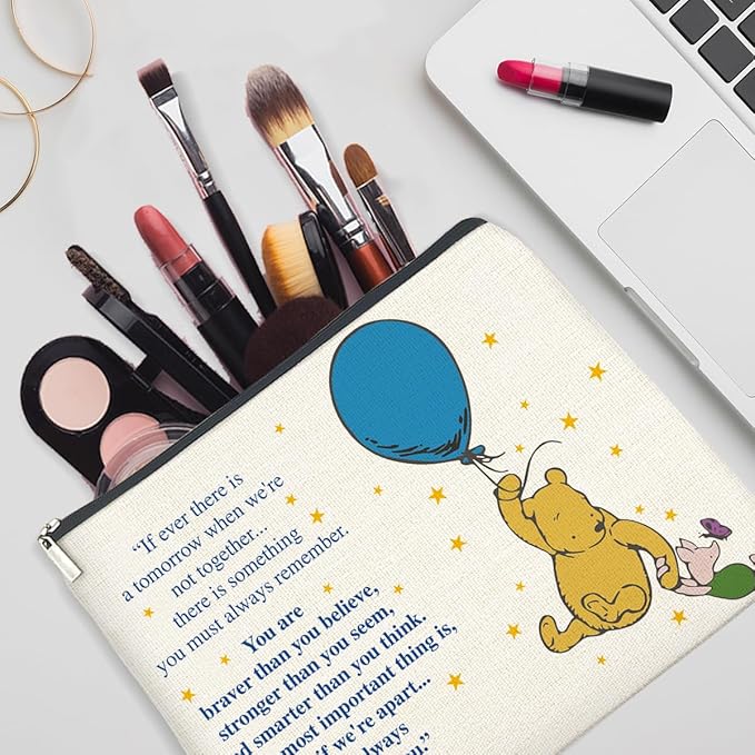 YeleY Inspirational for Women, Friendship Gifts, Winnie the Pooh Pooh Bear Makeup Bag for Teens Women Friends